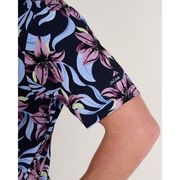 Men's Bad Birdie Violet Polo Large Blue Floral - Picture 3 of 3